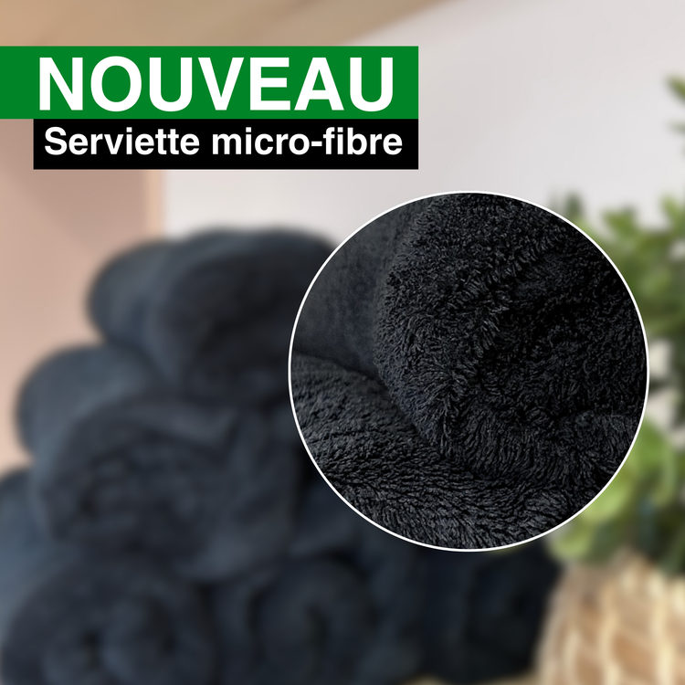 Serviettes Microfibre Noires Flean'Up 50x85cm - Lot de 6