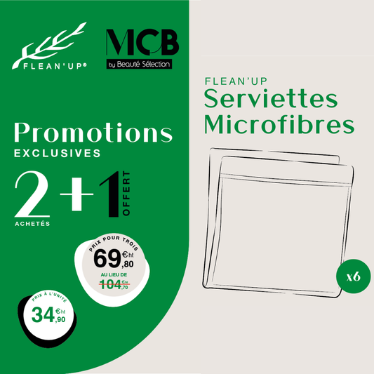 2 + 1 Flean'Up Serviettes Microfibre Noires Lot de 6